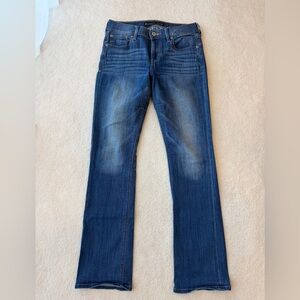 Express Washed Blue Style Mid Rise Barely Boot Jeans